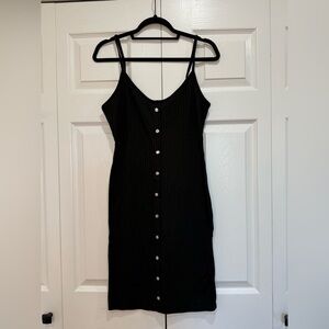Ribbed Black Midi Dress
